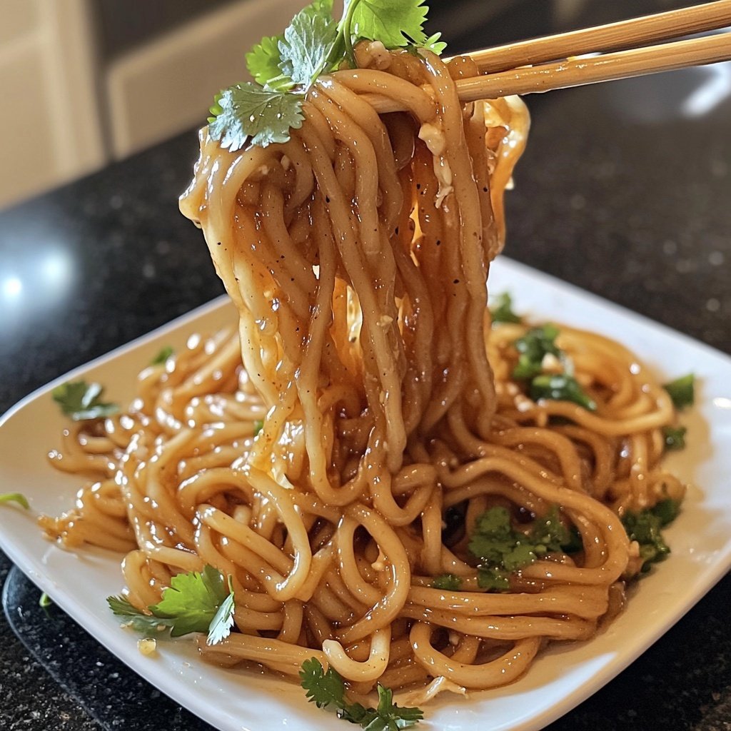 Sticky Garlic Chicken Noodles