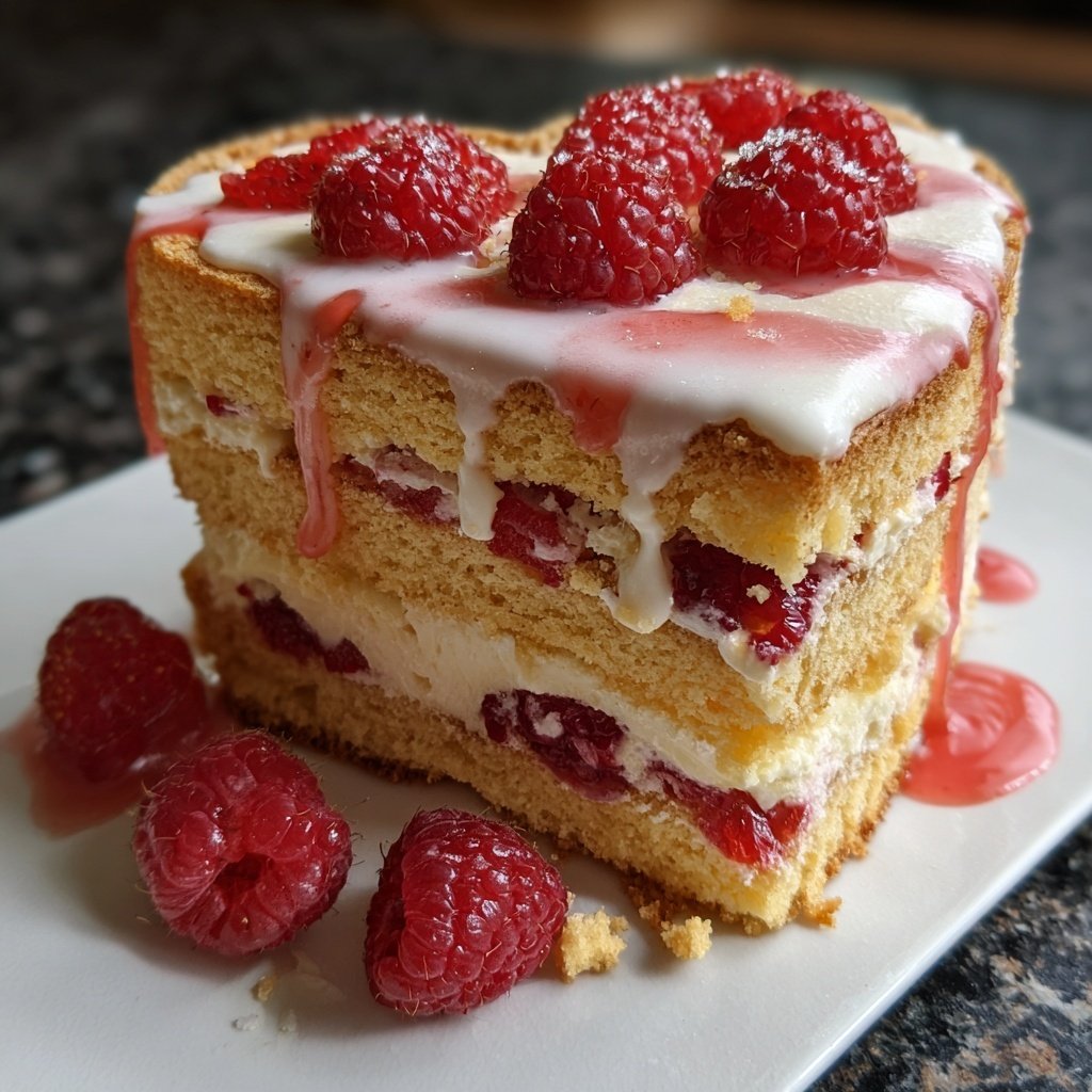Mini Heart Cake with Raspberry Cream