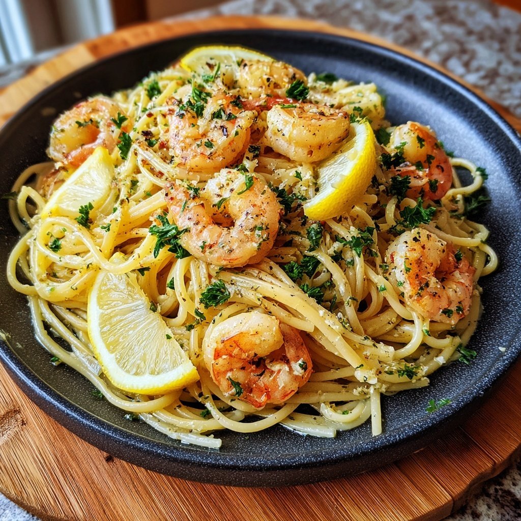 Shrimp Scampi Pasta With Lemon