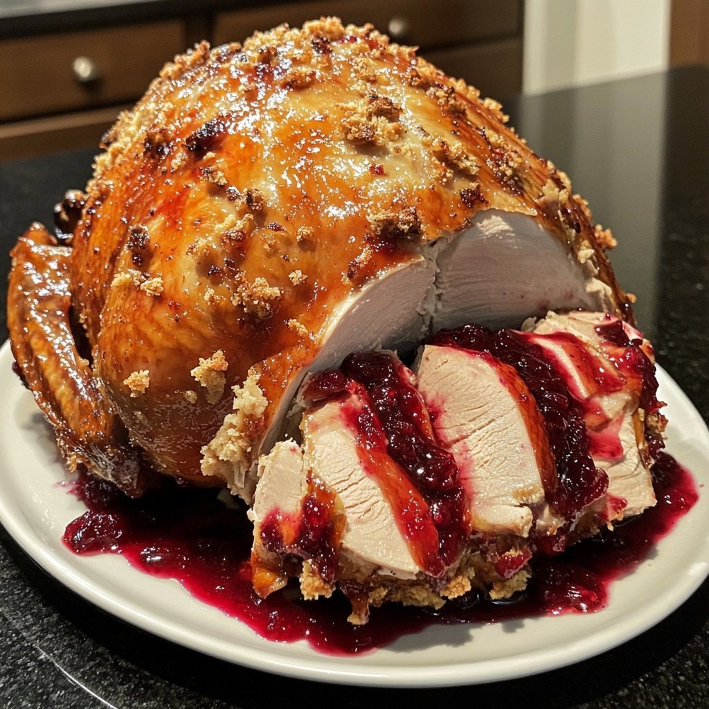 Roasted Turkey with Cranberry Glaze