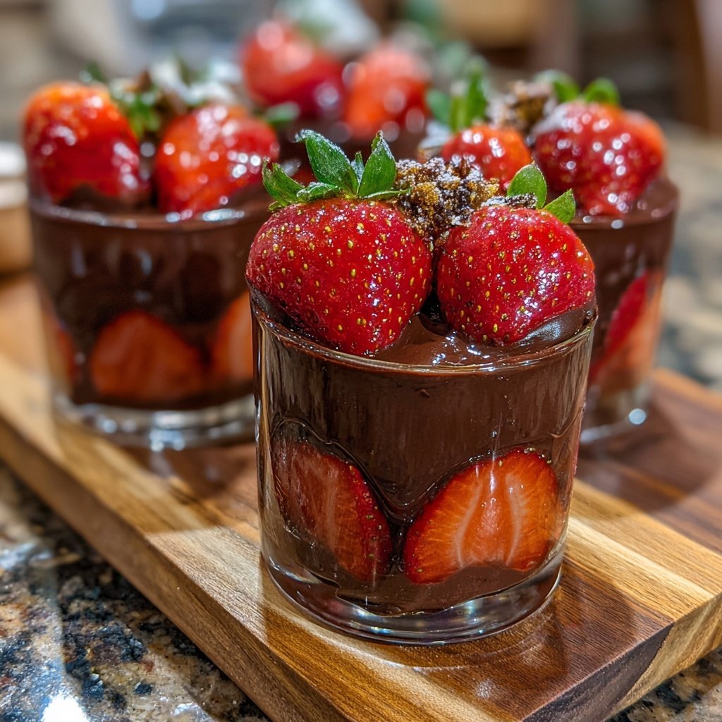 Chocolate Covered Strawberry Dessert Shooters