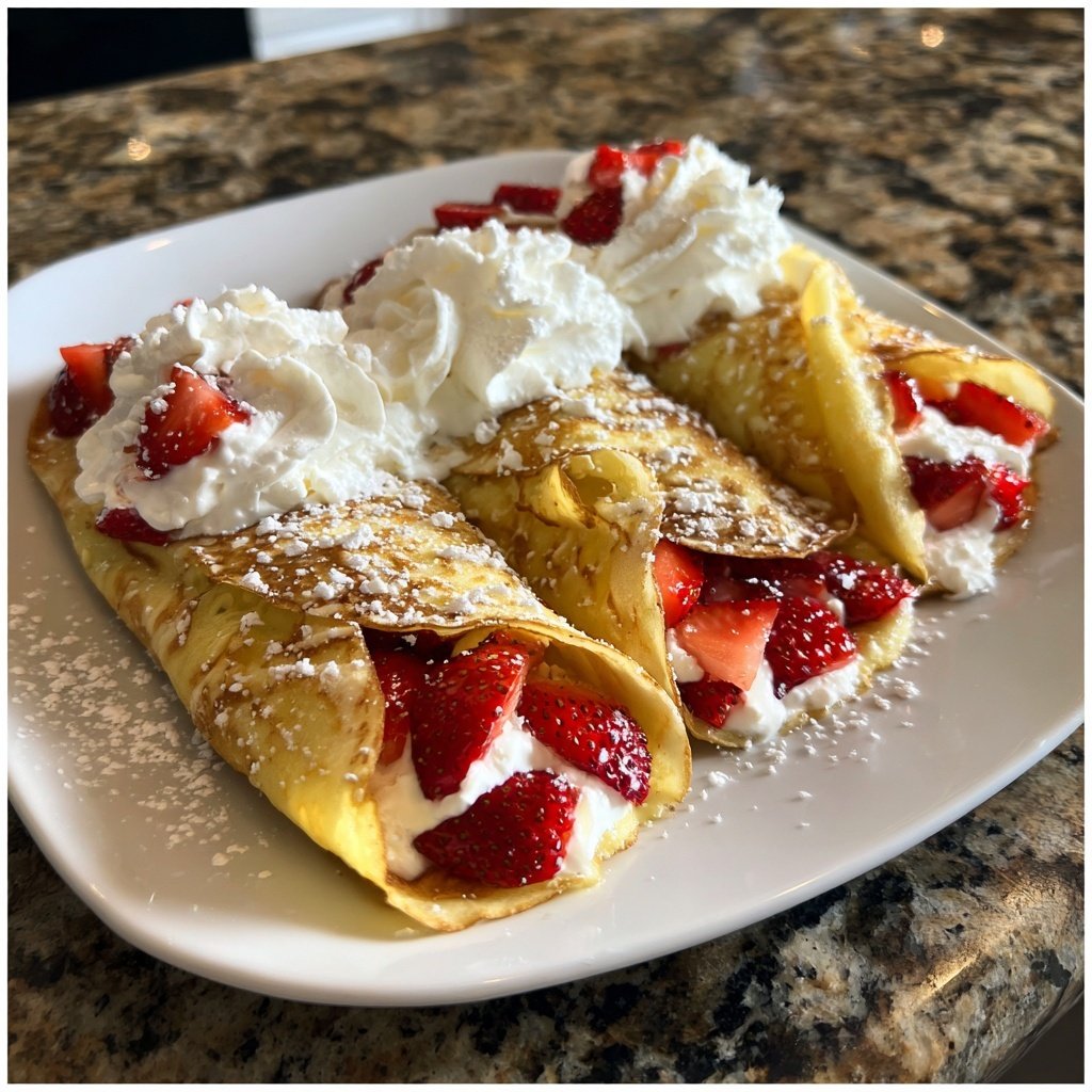 Strawberry Cream Breakfast Crepes
