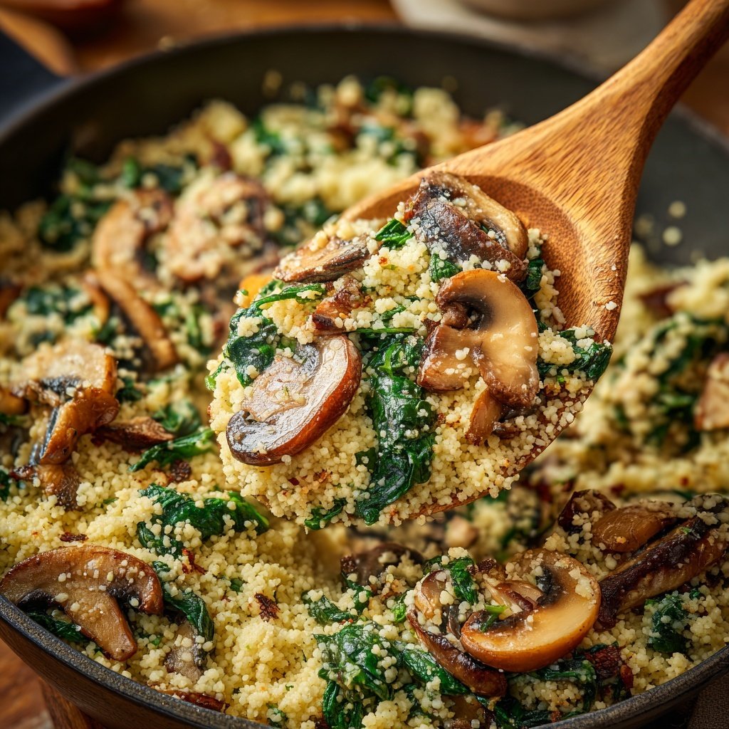 Creamy Mushroom Spinach Couscous